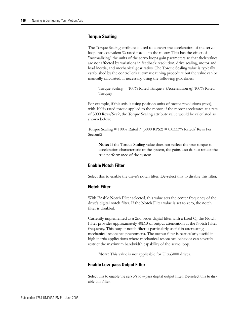 Torque scaling, Enable notch filter, Notch filter | Enable low-pass output filter | Rockwell Automation 1784-PM16SE SoftLogix Motion Card Setup and Configuration Manual User Manual | Page 154 / 451