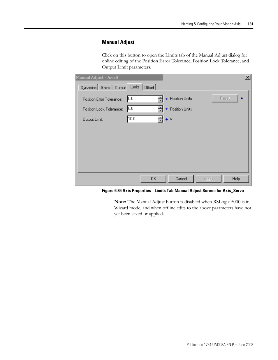 Manual adjust | Rockwell Automation 1784-PM16SE SoftLogix Motion Card Setup and Configuration Manual User Manual | Page 159 / 451