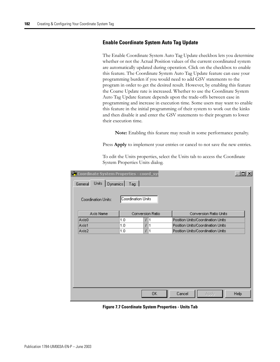 Enable coordinate system auto tag update | Rockwell Automation 1784-PM16SE SoftLogix Motion Card Setup and Configuration Manual User Manual | Page 190 / 451