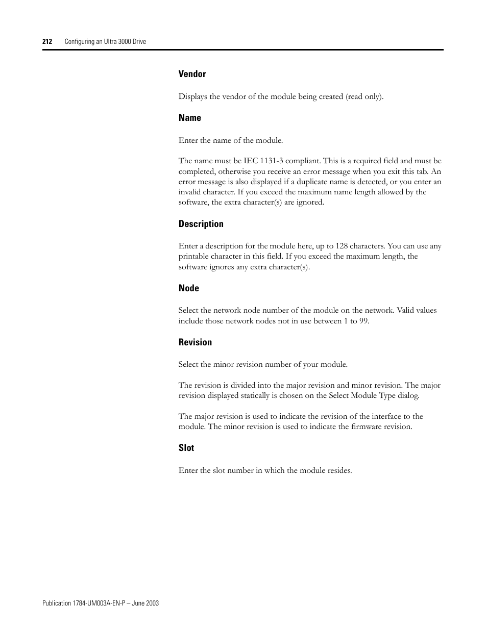 Vendor, Name, Description | Node, Revision, Slot | Rockwell Automation 1784-PM16SE SoftLogix Motion Card Setup and Configuration Manual User Manual | Page 220 / 451