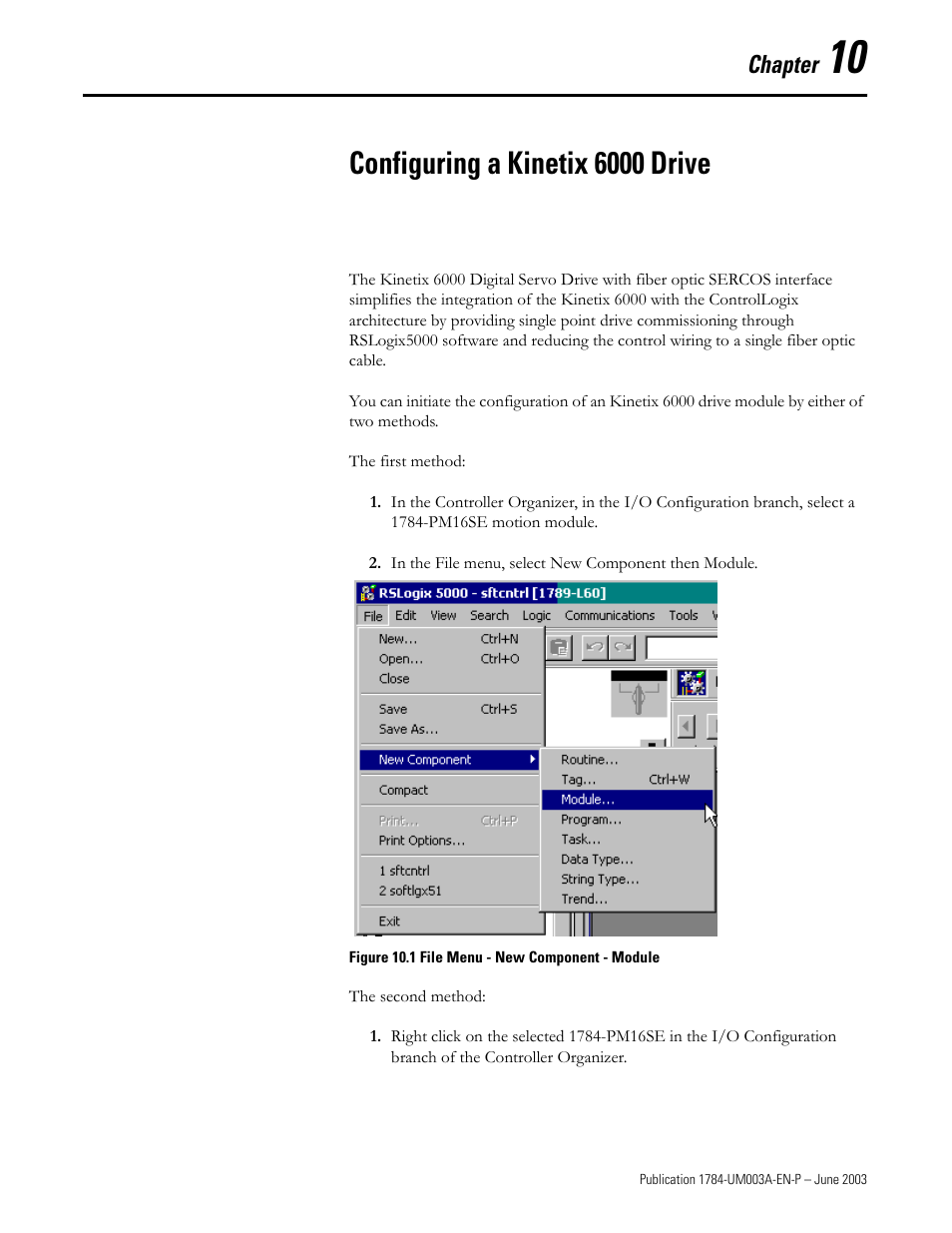 Chapter 10, Configuring a kinetix 6000 drive, Chapter | Rockwell Automation 1784-PM16SE SoftLogix Motion Card Setup and Configuration Manual User Manual | Page 231 / 451