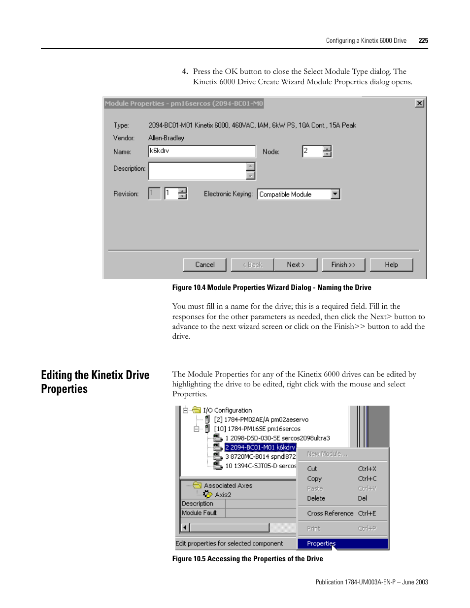 Editing the kinetix drive properties | Rockwell Automation 1784-PM16SE SoftLogix Motion Card Setup and Configuration Manual User Manual | Page 233 / 451