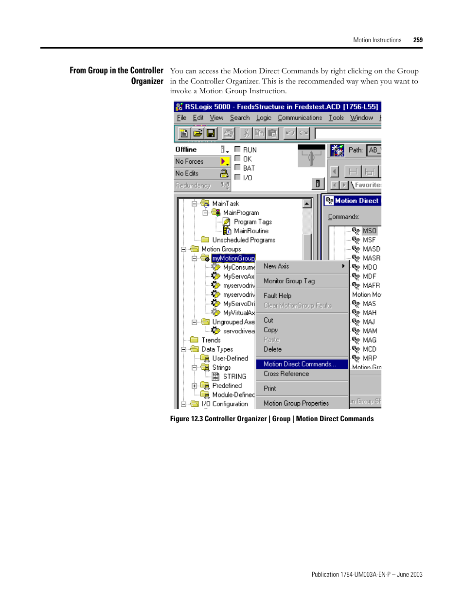 From group in the controller organizer | Rockwell Automation 1784-PM16SE SoftLogix Motion Card Setup and Configuration Manual User Manual | Page 267 / 451