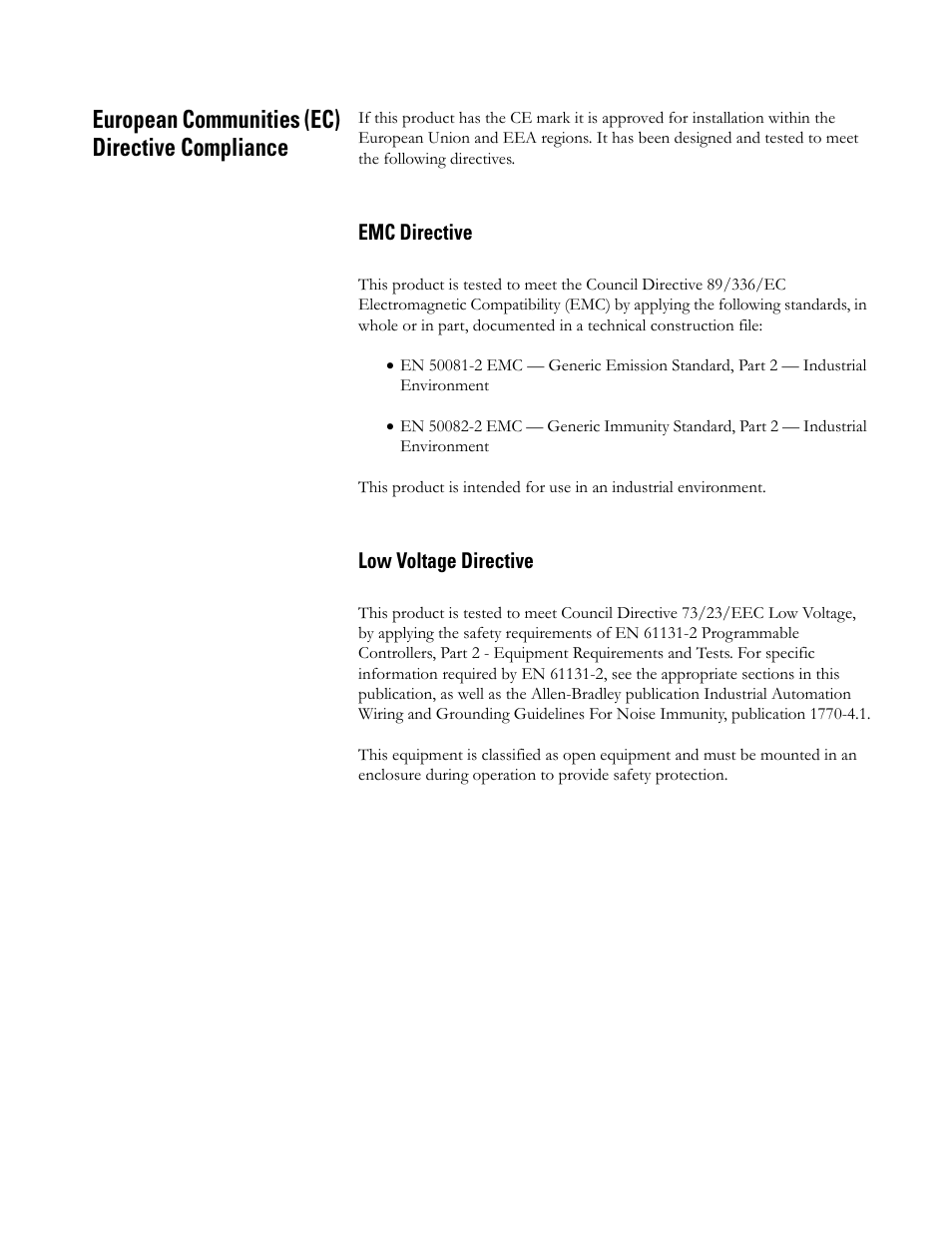 European communities (ec) directive compliance, Emc directive, Low voltage directive | Rockwell Automation 1784-PM16SE SoftLogix Motion Card Setup and Configuration Manual User Manual | Page 3 / 451