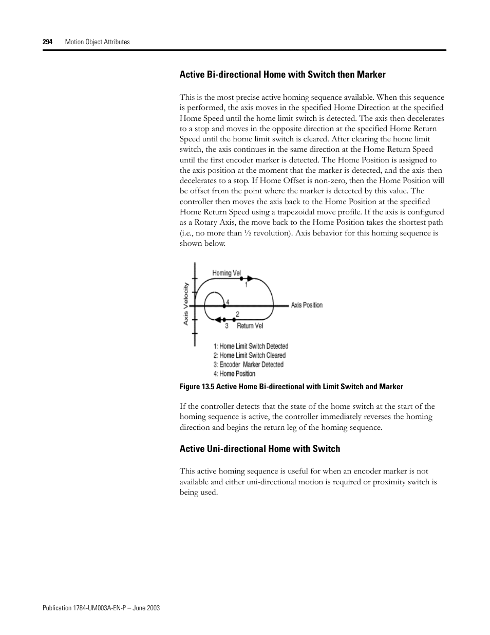 Active bi-directional home with switch then marker, Active uni-directional home with switch | Rockwell Automation 1784-PM16SE SoftLogix Motion Card Setup and Configuration Manual User Manual | Page 302 / 451