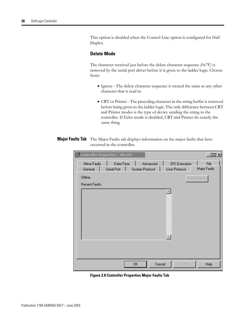 Delete mode, Major faults tab | Rockwell Automation 1784-PM16SE SoftLogix Motion Card Setup and Configuration Manual User Manual | Page 36 / 451
