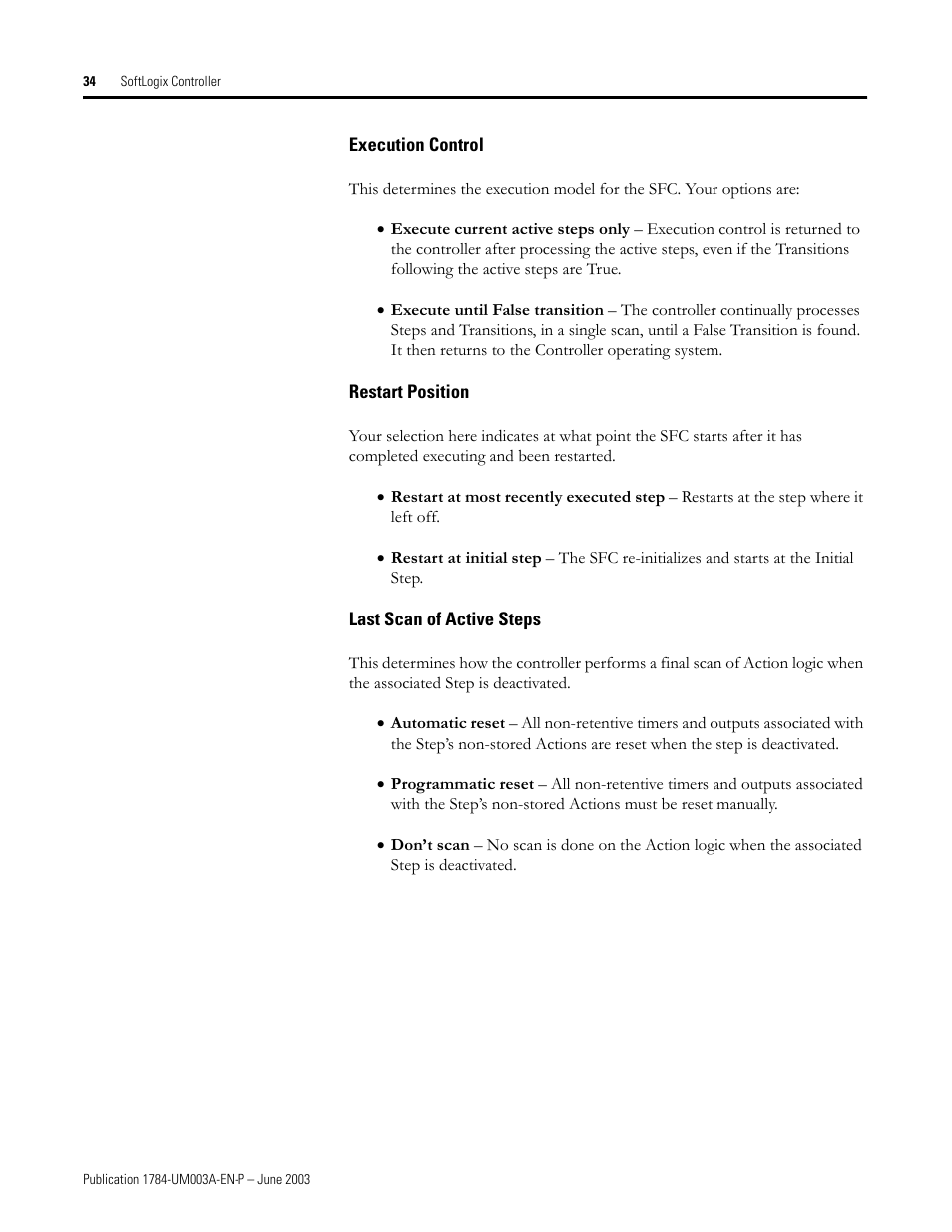 Execution control, Restart position, Last scan of active steps | Rockwell Automation 1784-PM16SE SoftLogix Motion Card Setup and Configuration Manual User Manual | Page 42 / 451