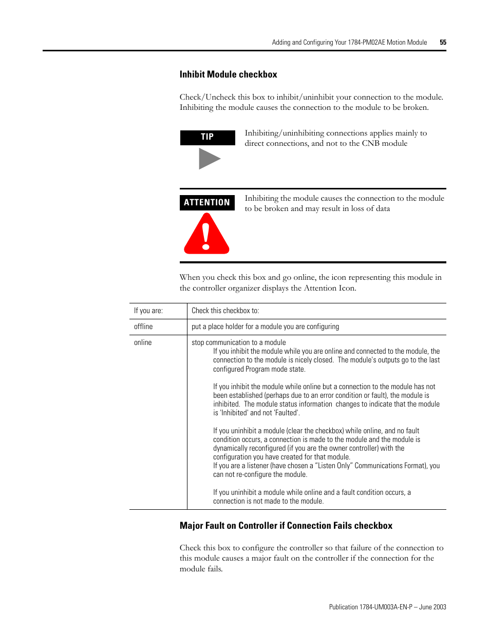 Inhibit module checkbox | Rockwell Automation 1784-PM16SE SoftLogix Motion Card Setup and Configuration Manual User Manual | Page 63 / 451