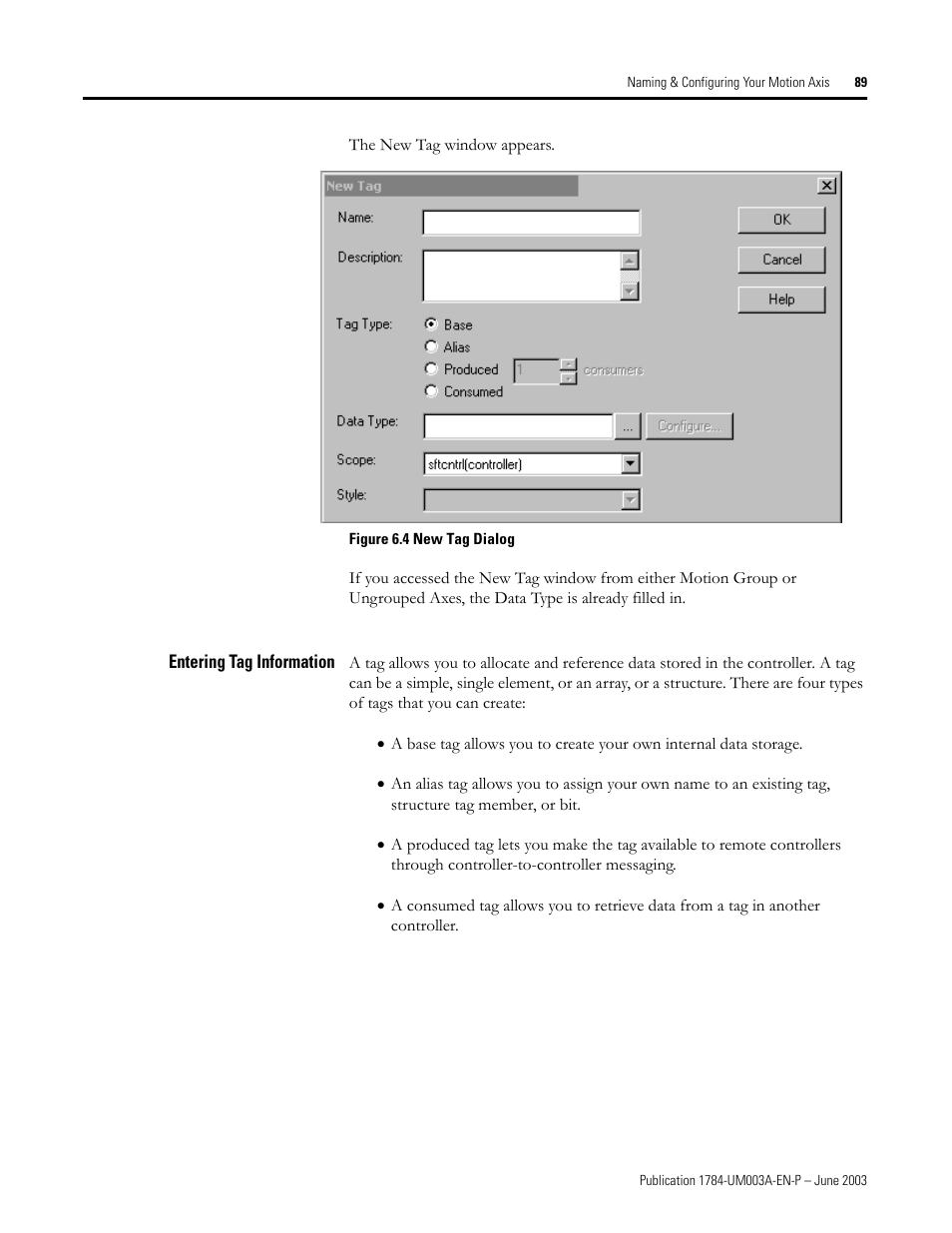 Entering tag information | Rockwell Automation 1784-PM16SE SoftLogix Motion Card Setup and Configuration Manual User Manual | Page 97 / 451