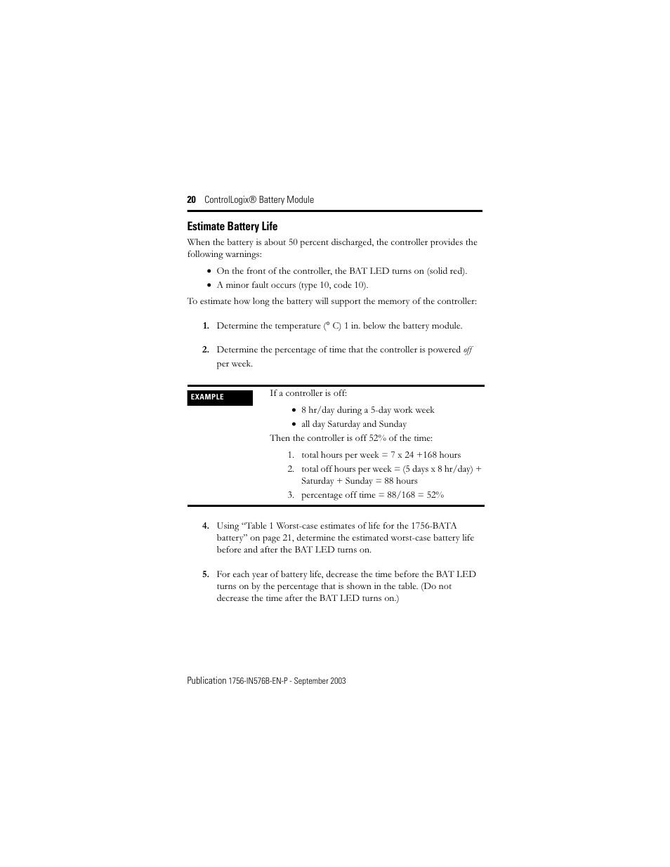 Estimate battery life | Rockwell Automation 1756-BATM ControlLogix Battery Module Installation Instructions User Manual | Page 20 / 32