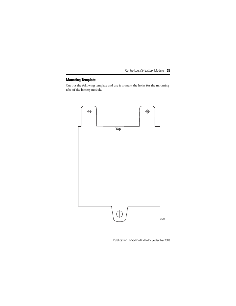 Mounting template | Rockwell Automation 1756-BATM ControlLogix Battery Module Installation Instructions User Manual | Page 25 / 32