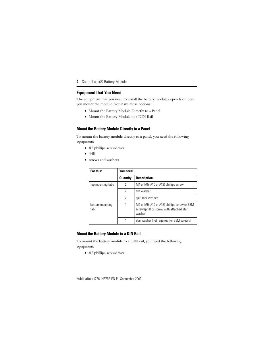 Equipment that you need | Rockwell Automation 1756-BATM ControlLogix Battery Module Installation Instructions User Manual | Page 4 / 32