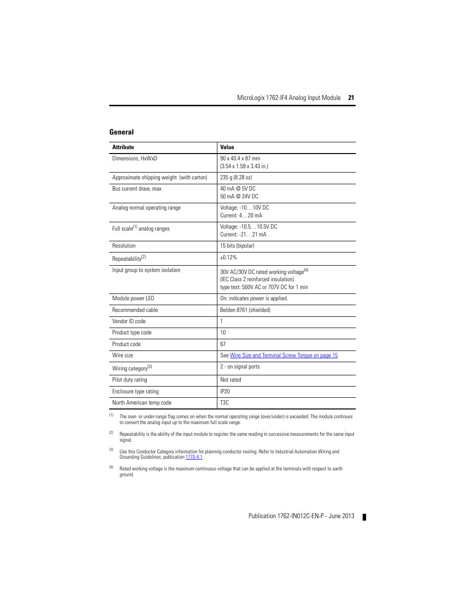 General | Rockwell Automation 1762-IF4 MicroLogix Analog Input Module User Manual | Page 21 / 24
