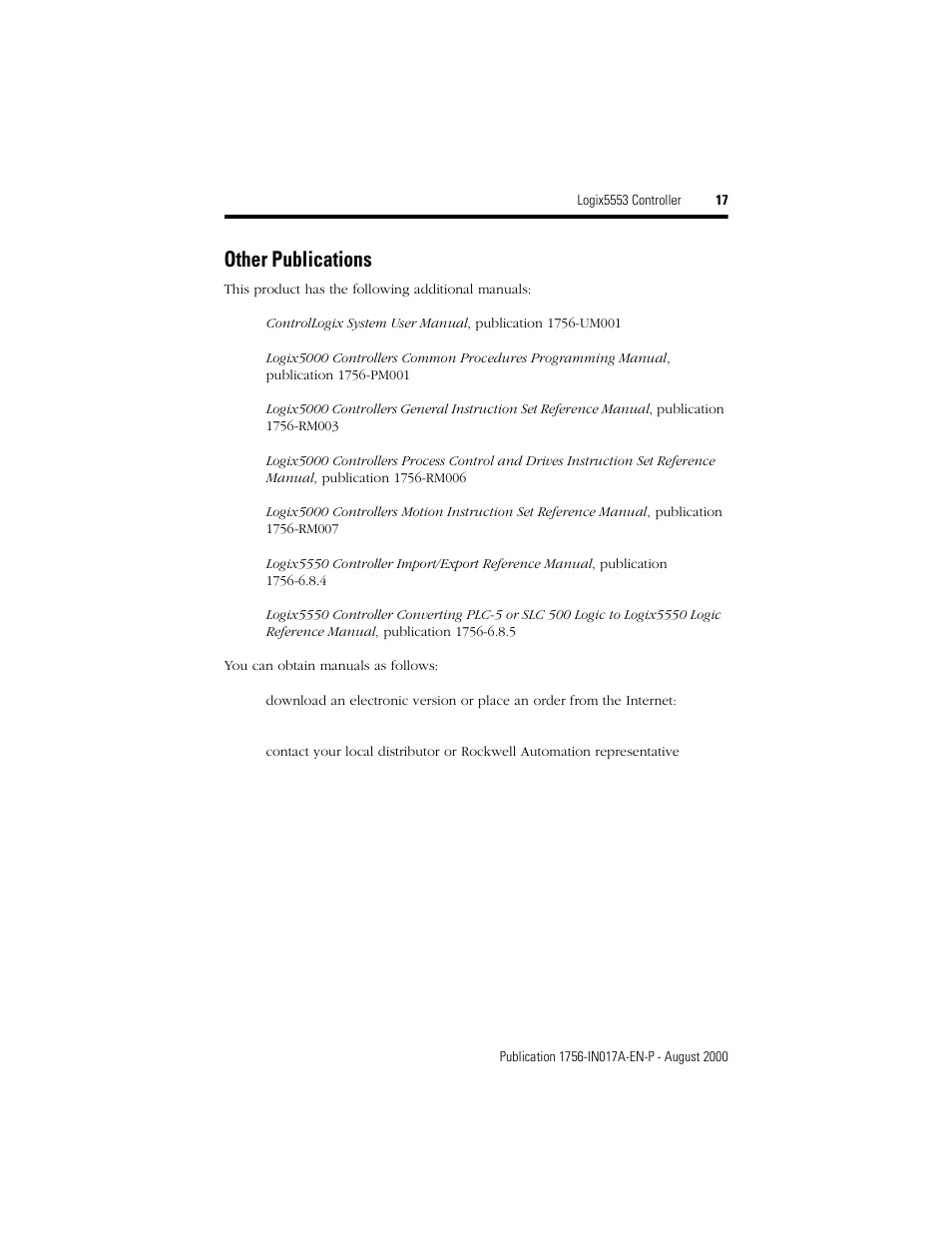 Other publications | Rockwell Automation 1756-L53 Logix5553 Controller Installation Instructions User Manual | Page 17 / 18