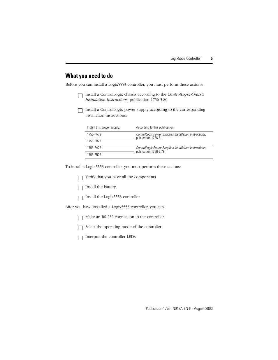 What you need to do | Rockwell Automation 1756-L53 Logix5553 Controller Installation Instructions User Manual | Page 5 / 18