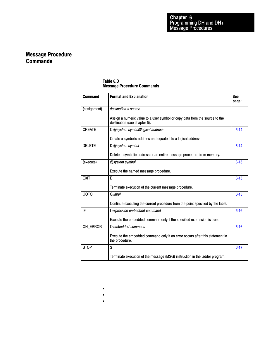 Message procedure commands | Rockwell Automation 1775-S5_SR5,D17756.5.5 User Manual  PLC-3 FAMILY I/0 User Manual | Page 104 / 181