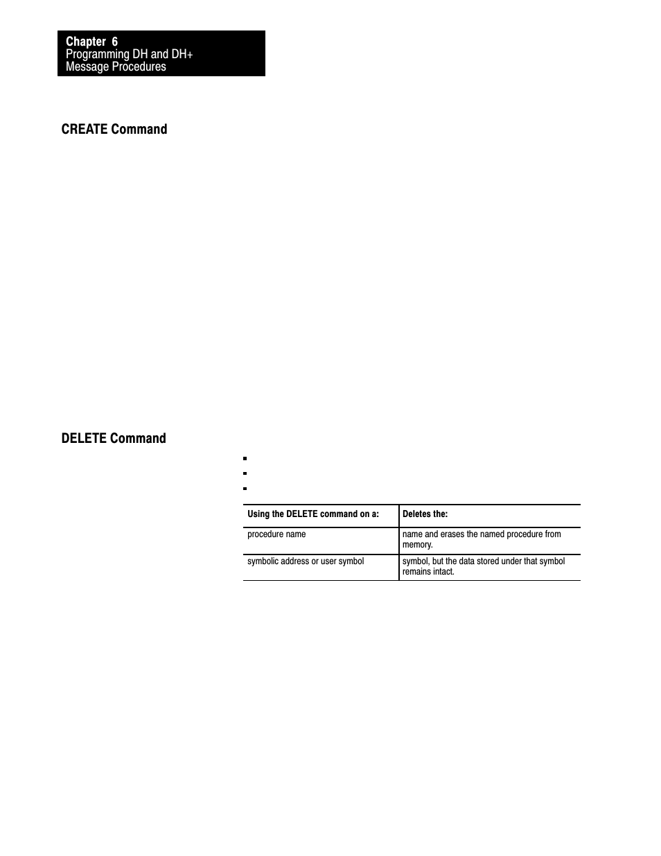 Create command delete command | Rockwell Automation 1775-S5_SR5,D17756.5.5 User Manual  PLC-3 FAMILY I/0 User Manual | Page 105 / 181