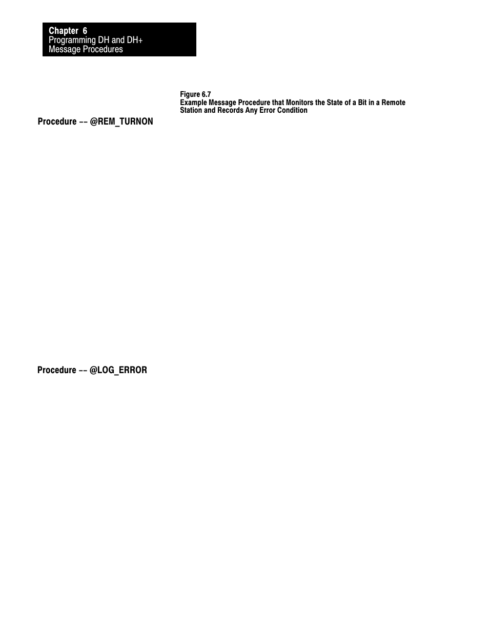 Procedure -- @rem_turnon, Procedure -- @log_error | Rockwell Automation 1775-S5_SR5,D17756.5.5 User Manual  PLC-3 FAMILY I/0 User Manual | Page 111 / 181