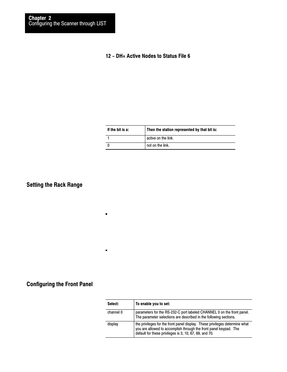 Setting the rack range configuring the front panel | Rockwell Automation 1775-S5_SR5,D17756.5.5 User Manual  PLC-3 FAMILY I/0 User Manual | Page 46 / 181