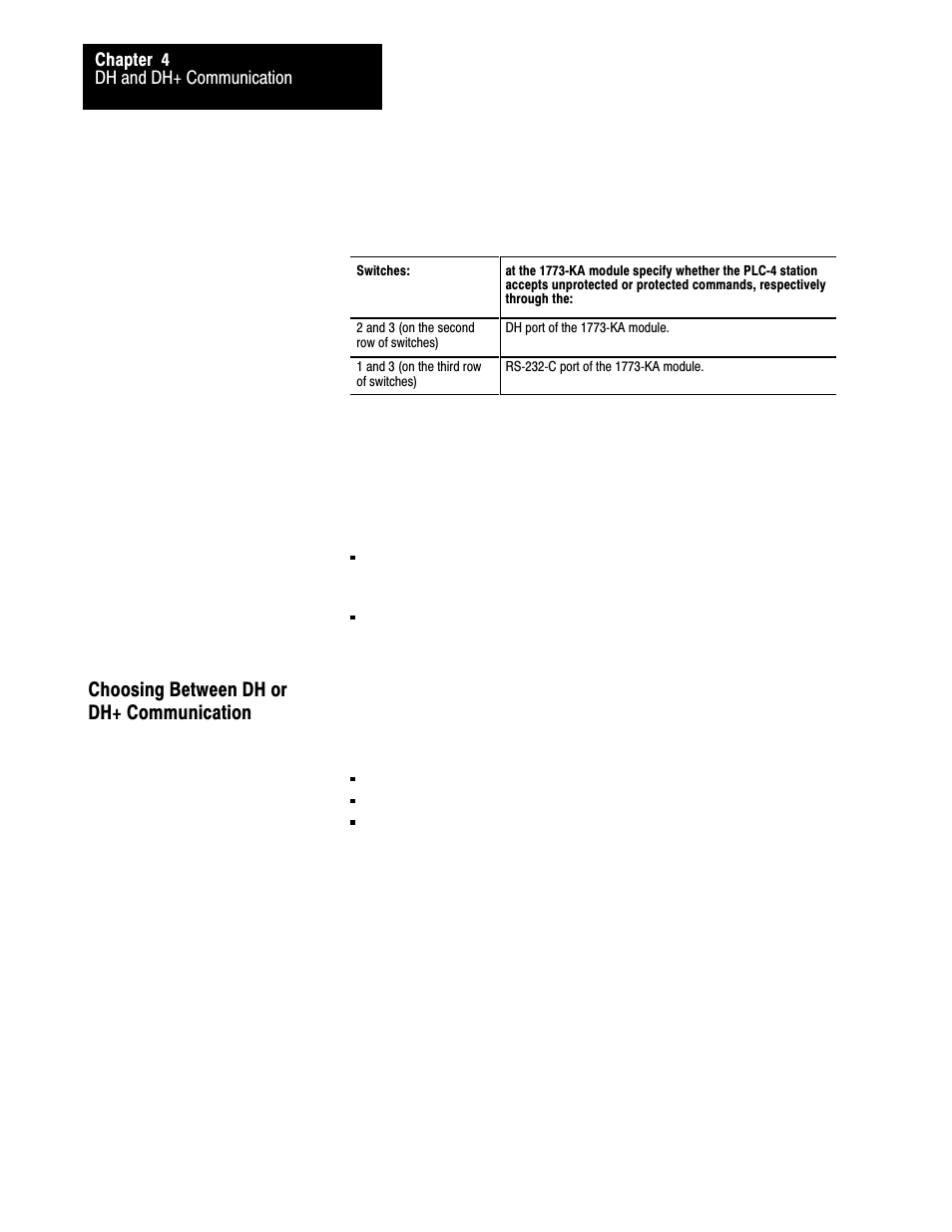 Choosing between dh or dh+ communication | Rockwell Automation 1775-S5_SR5,D17756.5.5 User Manual  PLC-3 FAMILY I/0 User Manual | Page 72 / 181