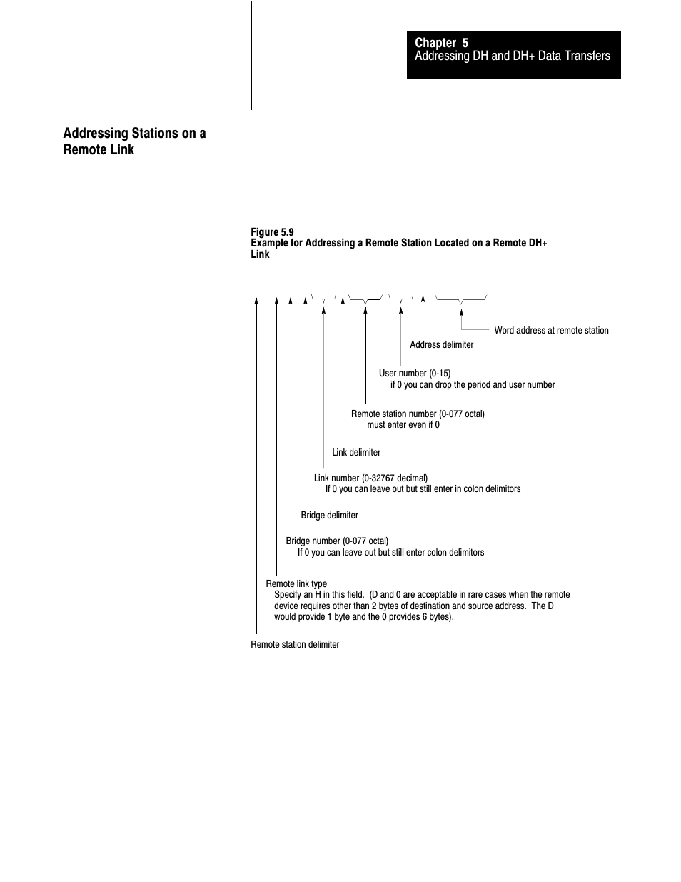 Addressing stations on a remote link | Rockwell Automation 1775-S5_SR5,D17756.5.5 User Manual  PLC-3 FAMILY I/0 User Manual | Page 85 / 181