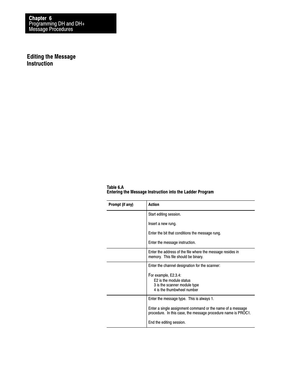 Editing the message instruction | Rockwell Automation 1775-S5_SR5,D17756.5.5 User Manual  PLC-3 FAMILY I/0 User Manual | Page 93 / 181