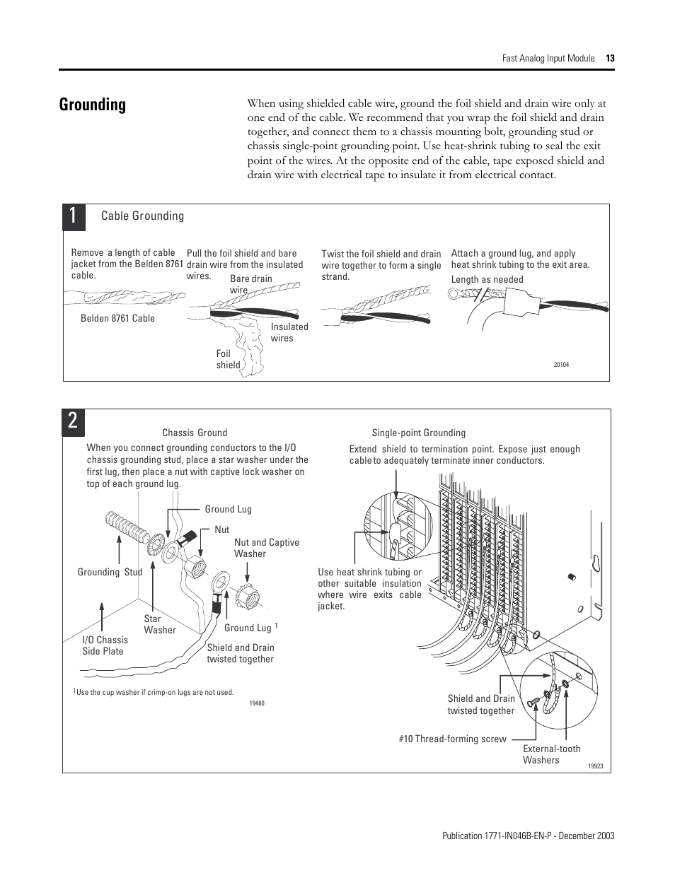 Grounding | Rockwell Automation 1771-IFF/A INSTL.INSTR FAST ANALOG INPUT User Manual | Page 13 / 20
