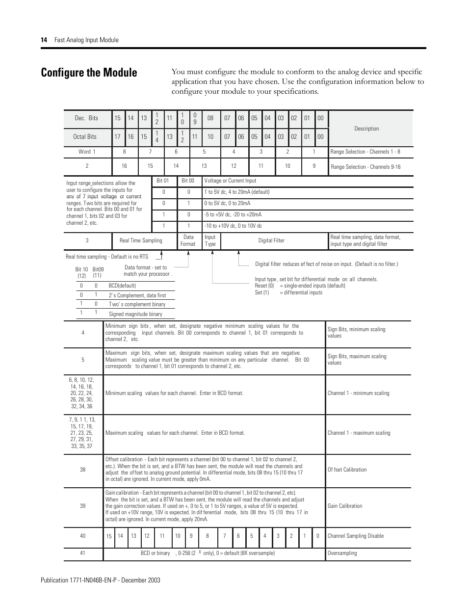 Configure the module | Rockwell Automation 1771-IFF/A INSTL.INSTR FAST ANALOG INPUT User Manual | Page 14 / 20