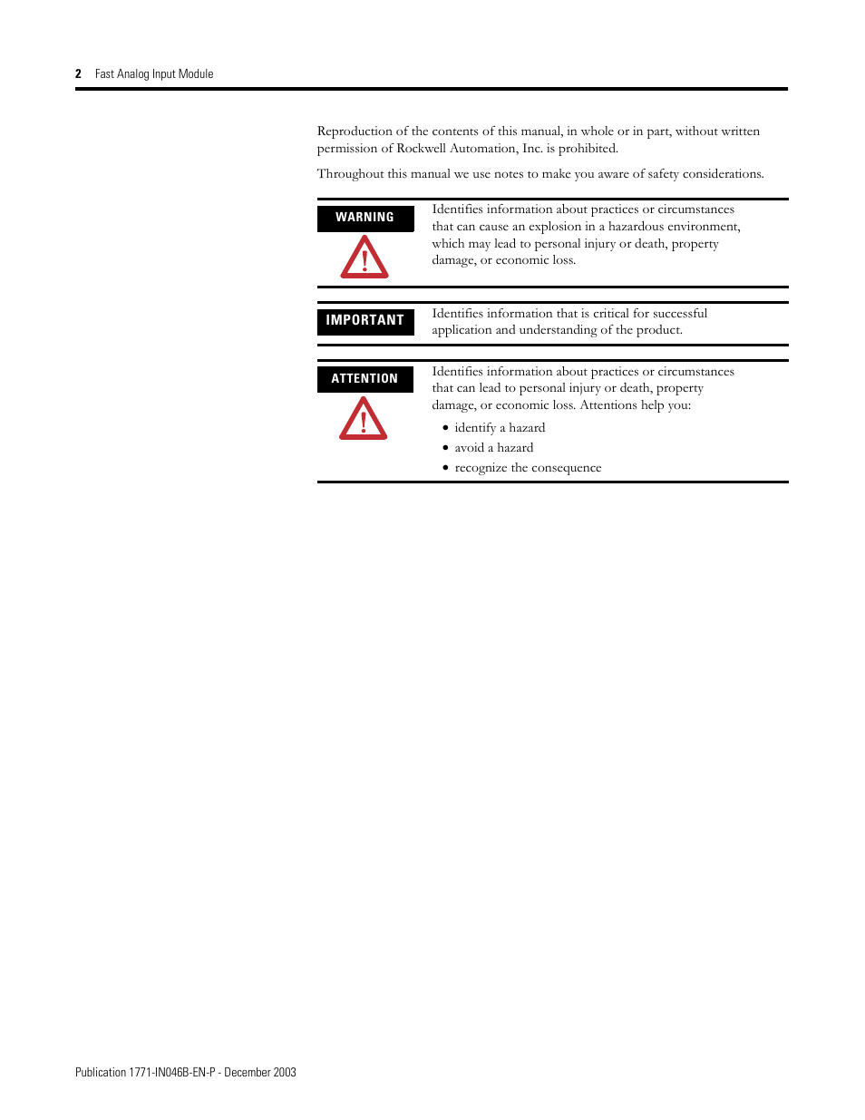 Rockwell Automation 1771-IFF/A INSTL.INSTR FAST ANALOG INPUT User Manual | Page 2 / 20