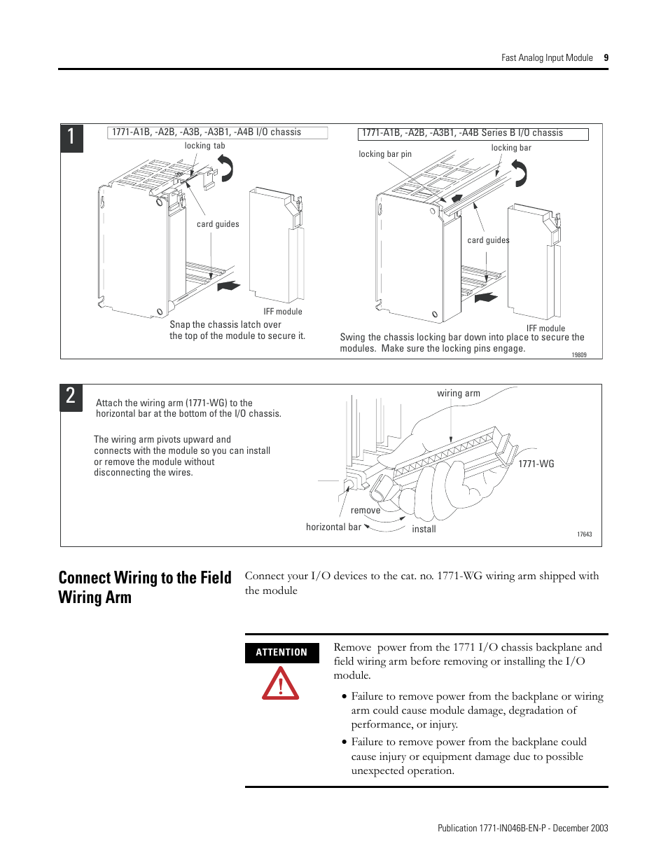 Connect wiring to the field wiring arm | Rockwell Automation 1771-IFF/A INSTL.INSTR FAST ANALOG INPUT User Manual | Page 9 / 20