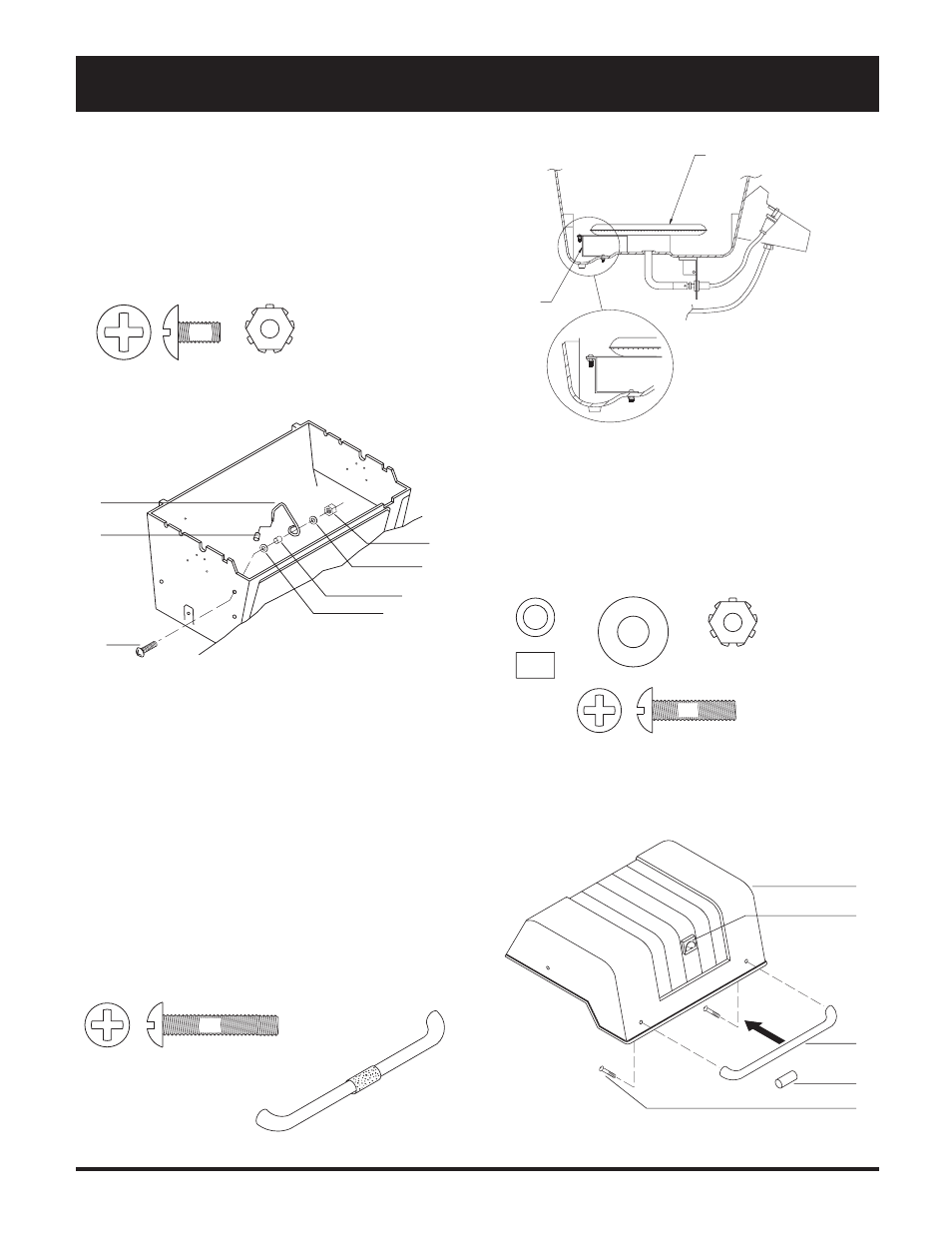 Rill, Ssembly securing the burner, Lid stop | Handle | Broilmaster P3 User Manual | Page 10 / 24