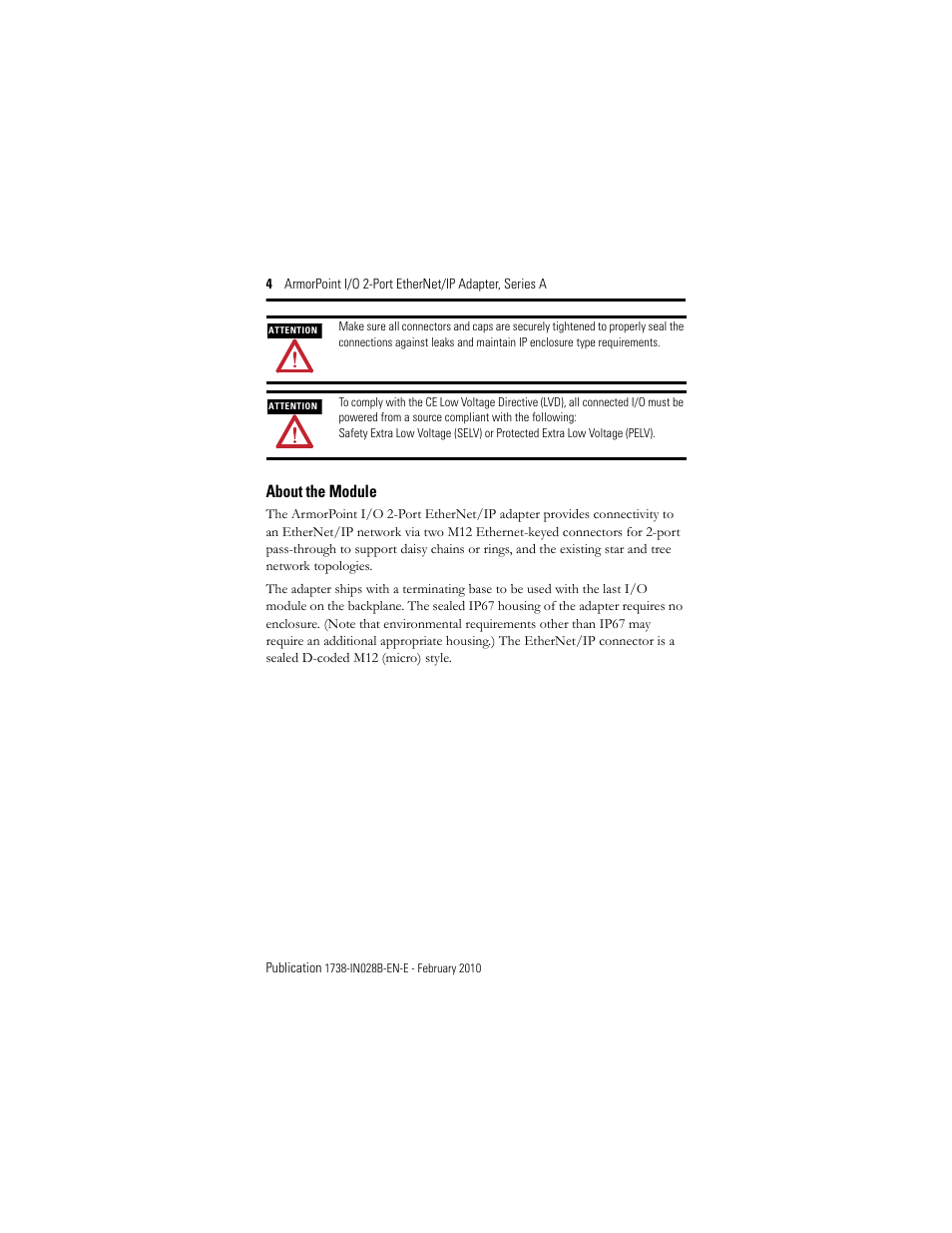 About the module | Rockwell Automation 1738-AENTR Armorpoint 2 Port Enet Adapter User Manual | Page 4 / 24