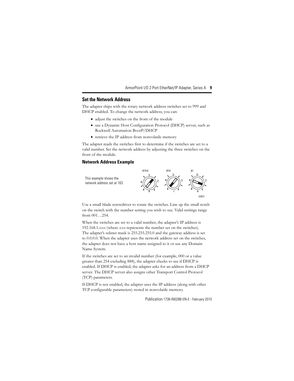 Set the network address | Rockwell Automation 1738-AENTR Armorpoint 2 Port Enet Adapter User Manual | Page 9 / 24