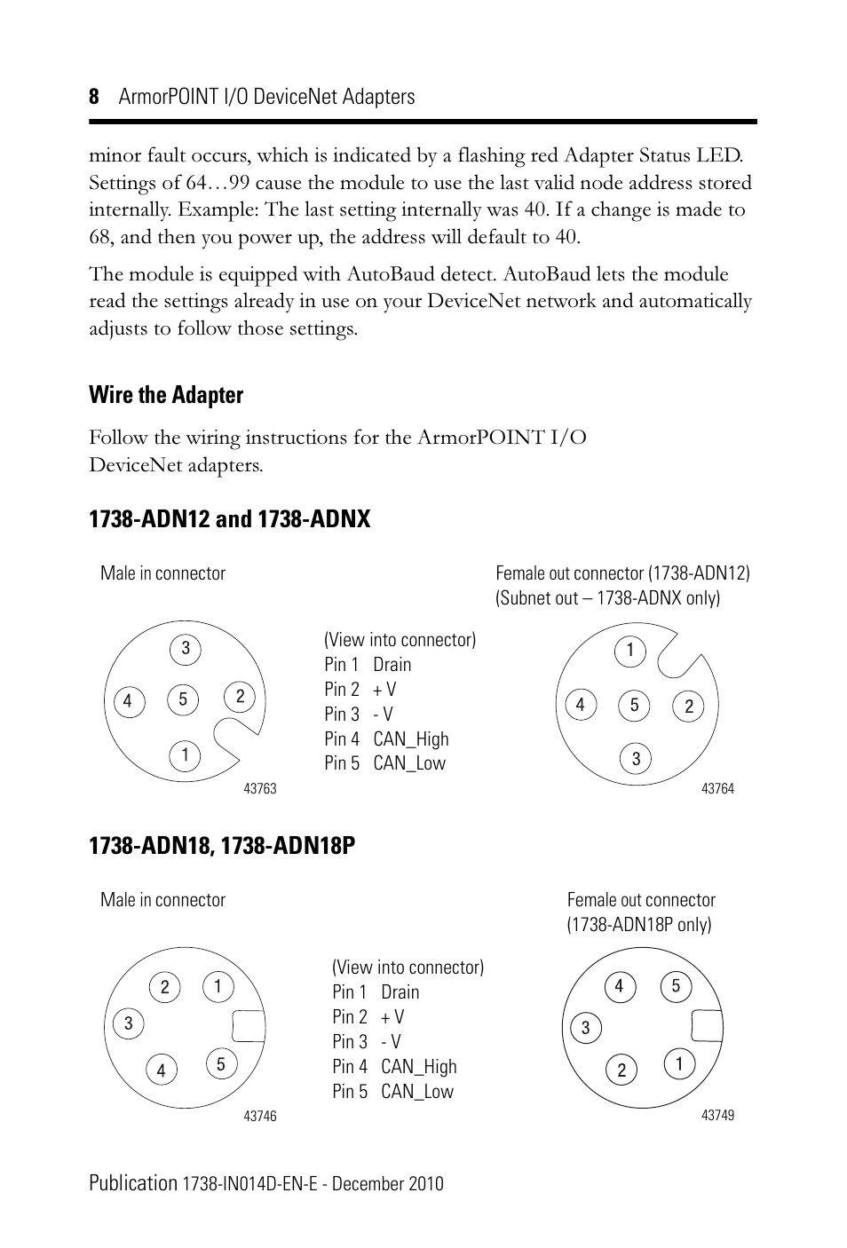 Wire the adapter | Rockwell Automation 1738-ADNX ArmorPoint DeviceNet Adapters, Series A User Manual | Page 8 / 16