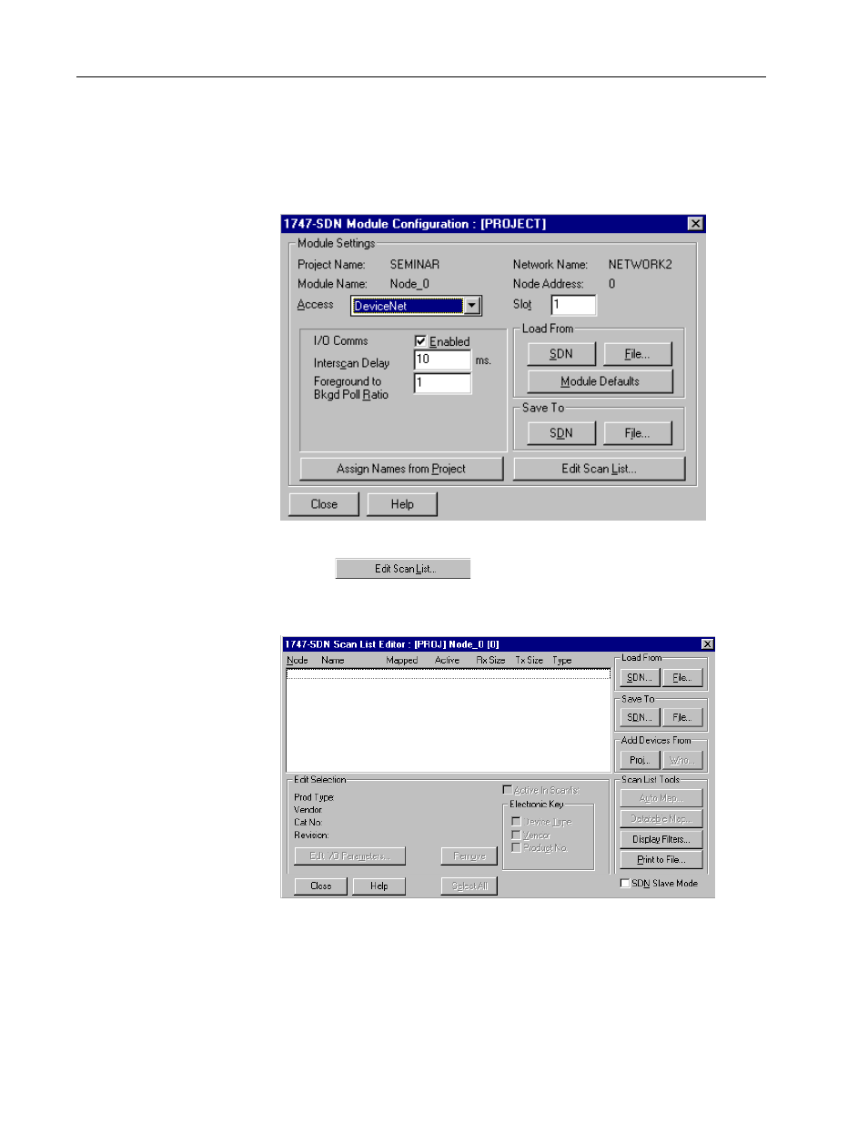 Configuring the 1747-sdn scanner online | Rockwell Automation DeviceNet SEMINAR LAB EX User Manual | Page 42 / 71