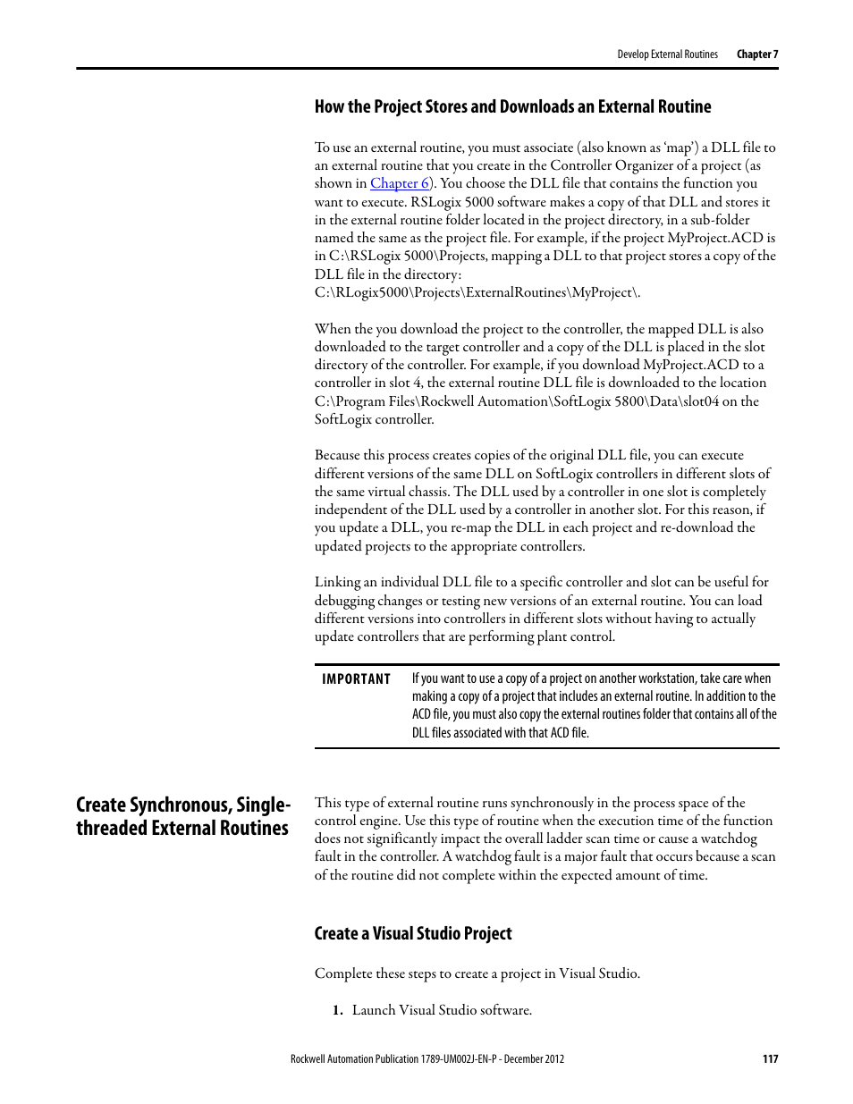 Create a visual studio project | Rockwell Automation 1789-L10_L30_L60 SoftLogix 5800 System User Manual User Manual | Page 117 / 268