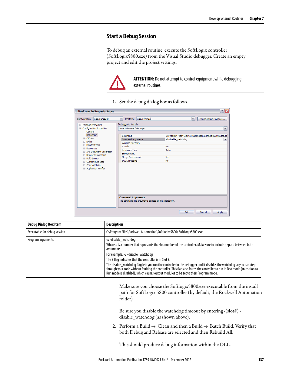 Start a debug session | Rockwell Automation 1789-L10_L30_L60 SoftLogix 5800 System User Manual User Manual | Page 137 / 268