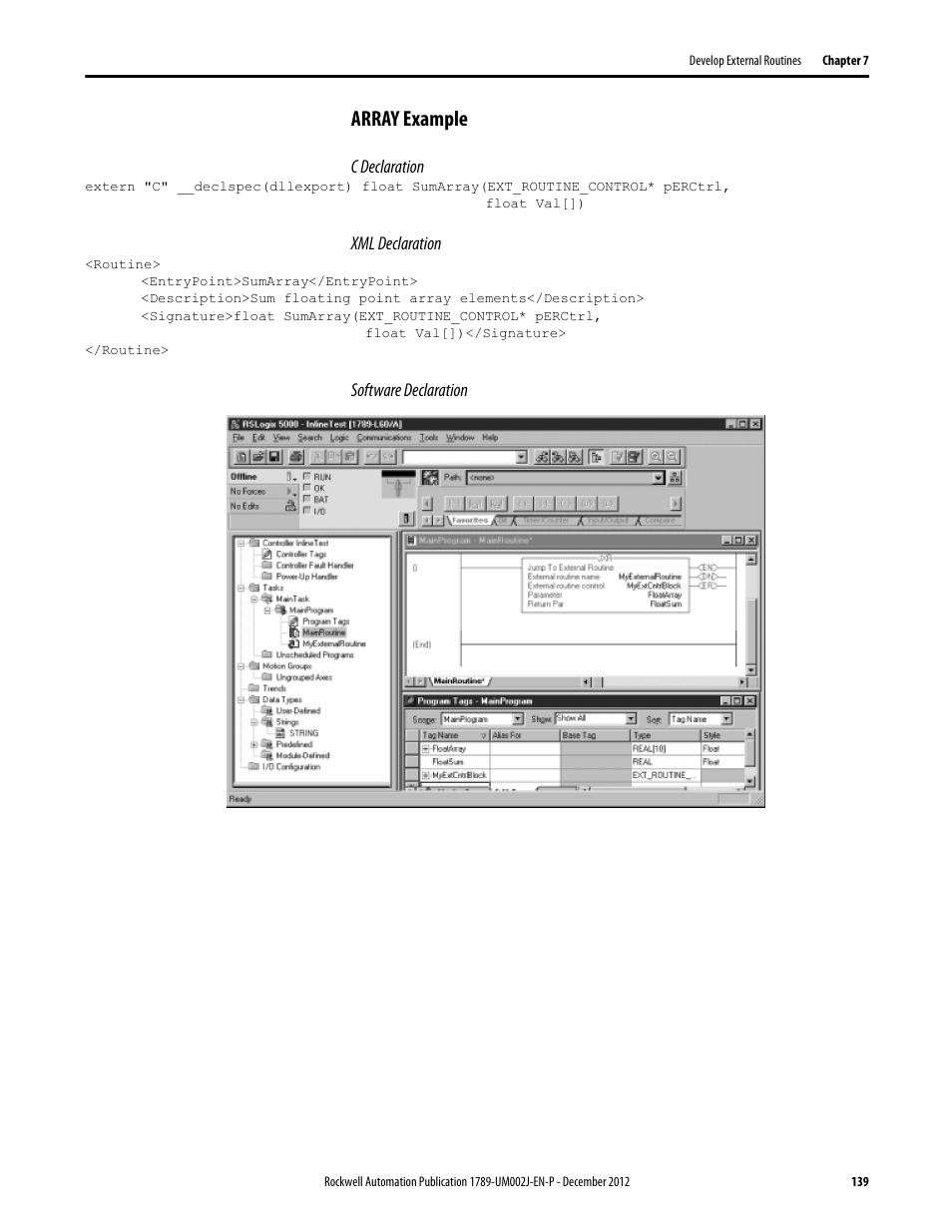 Array example | Rockwell Automation 1789-L10_L30_L60 SoftLogix 5800 System User Manual User Manual | Page 139 / 268