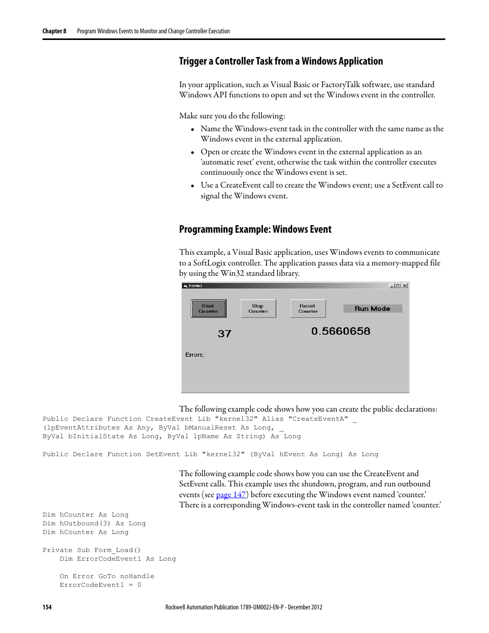 Programming example: windows event | Rockwell Automation 1789-L10_L30_L60 SoftLogix 5800 System User Manual User Manual | Page 154 / 268