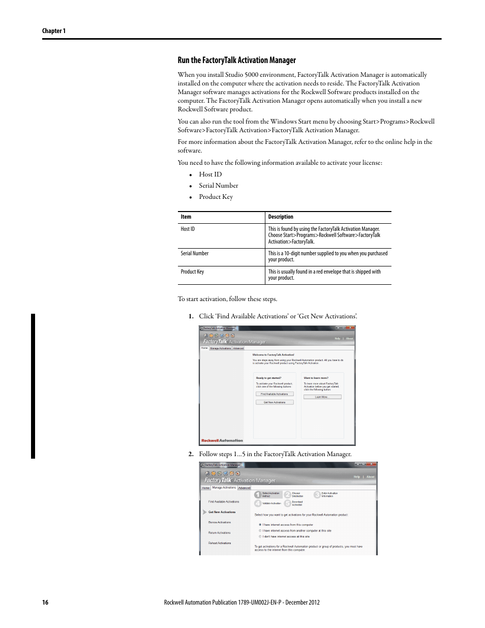 Run the factorytalk activation manager | Rockwell Automation 1789-L10_L30_L60 SoftLogix 5800 System User Manual User Manual | Page 16 / 268