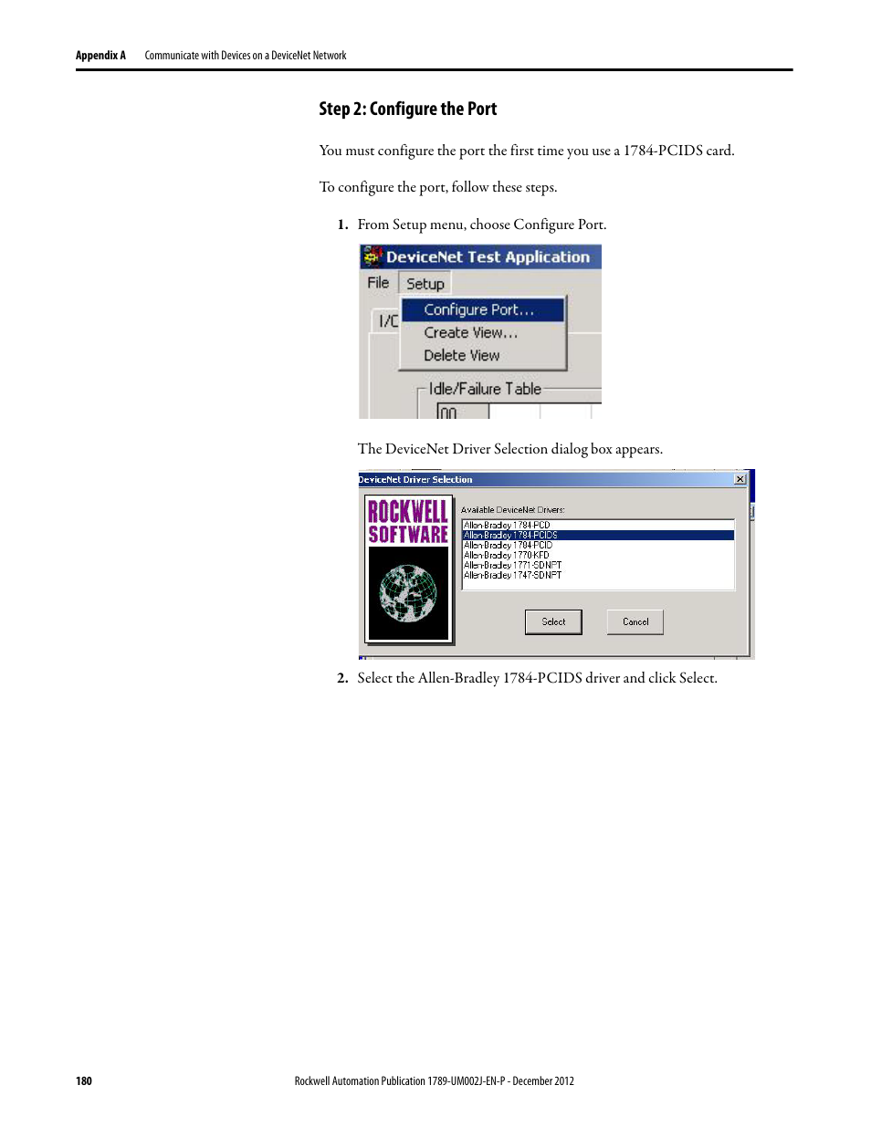 Step 2: configure the port | Rockwell Automation 1789-L10_L30_L60 SoftLogix 5800 System User Manual User Manual | Page 180 / 268