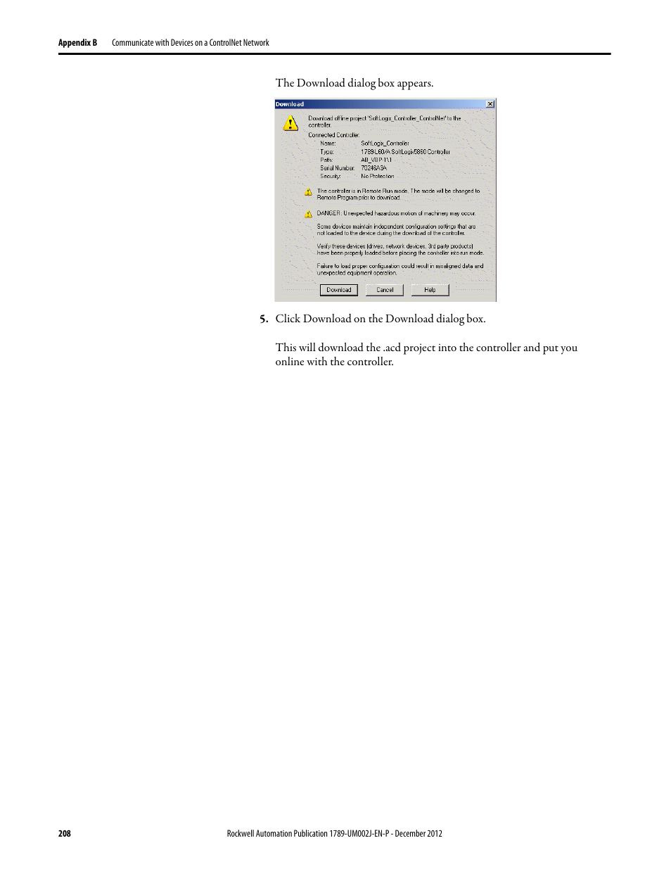 Rockwell Automation 1789-L10_L30_L60 SoftLogix 5800 System User Manual User Manual | Page 208 / 268