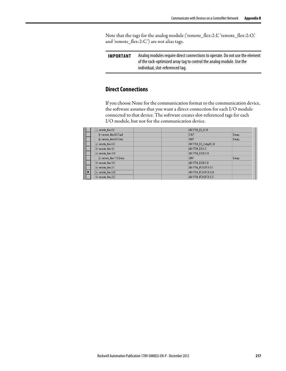 Direct connections | Rockwell Automation 1789-L10_L30_L60 SoftLogix 5800 System User Manual User Manual | Page 217 / 268