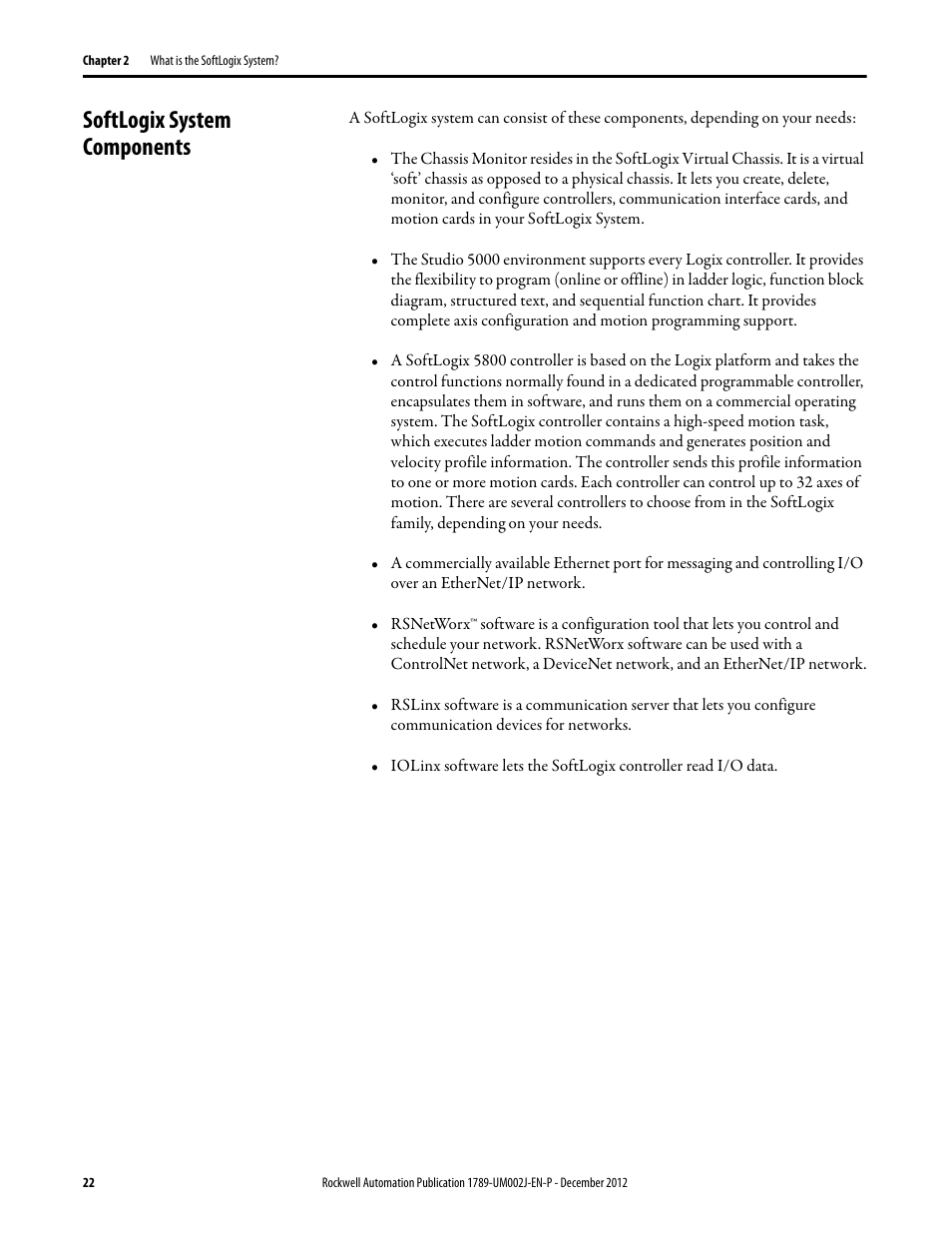 Softlogix system components | Rockwell Automation 1789-L10_L30_L60 SoftLogix 5800 System User Manual User Manual | Page 22 / 268