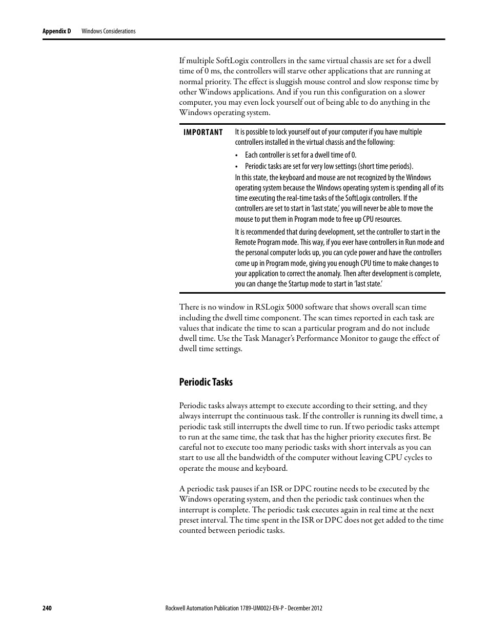 Periodic tasks | Rockwell Automation 1789-L10_L30_L60 SoftLogix 5800 System User Manual User Manual | Page 240 / 268