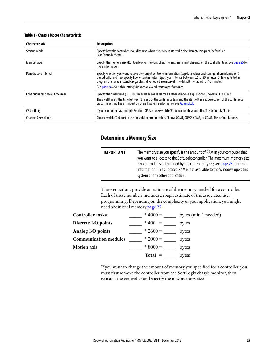 Determine a memory size | Rockwell Automation 1789-L10_L30_L60 SoftLogix 5800 System User Manual User Manual | Page 25 / 268