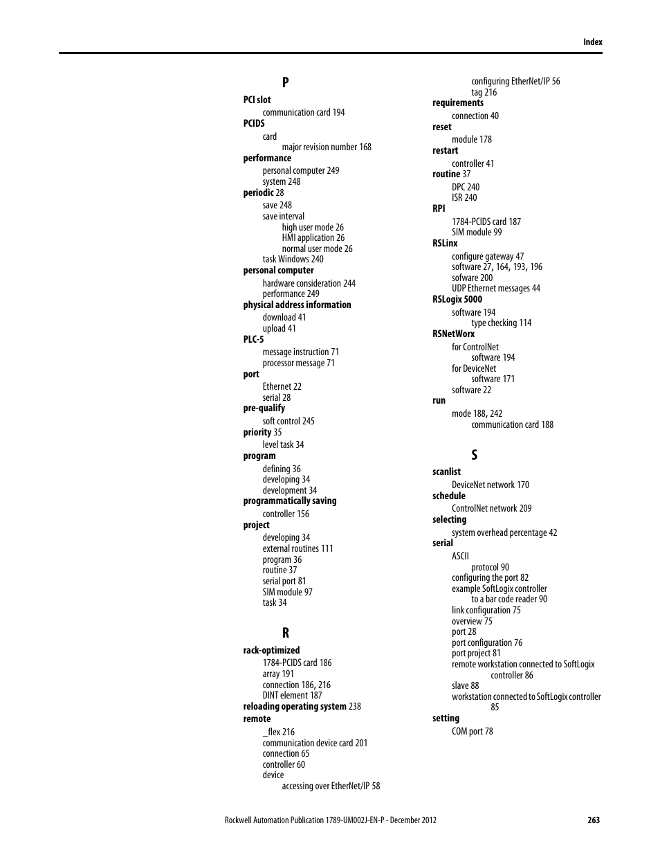 Rockwell Automation 1789-L10_L30_L60 SoftLogix 5800 System User Manual User Manual | Page 263 / 268