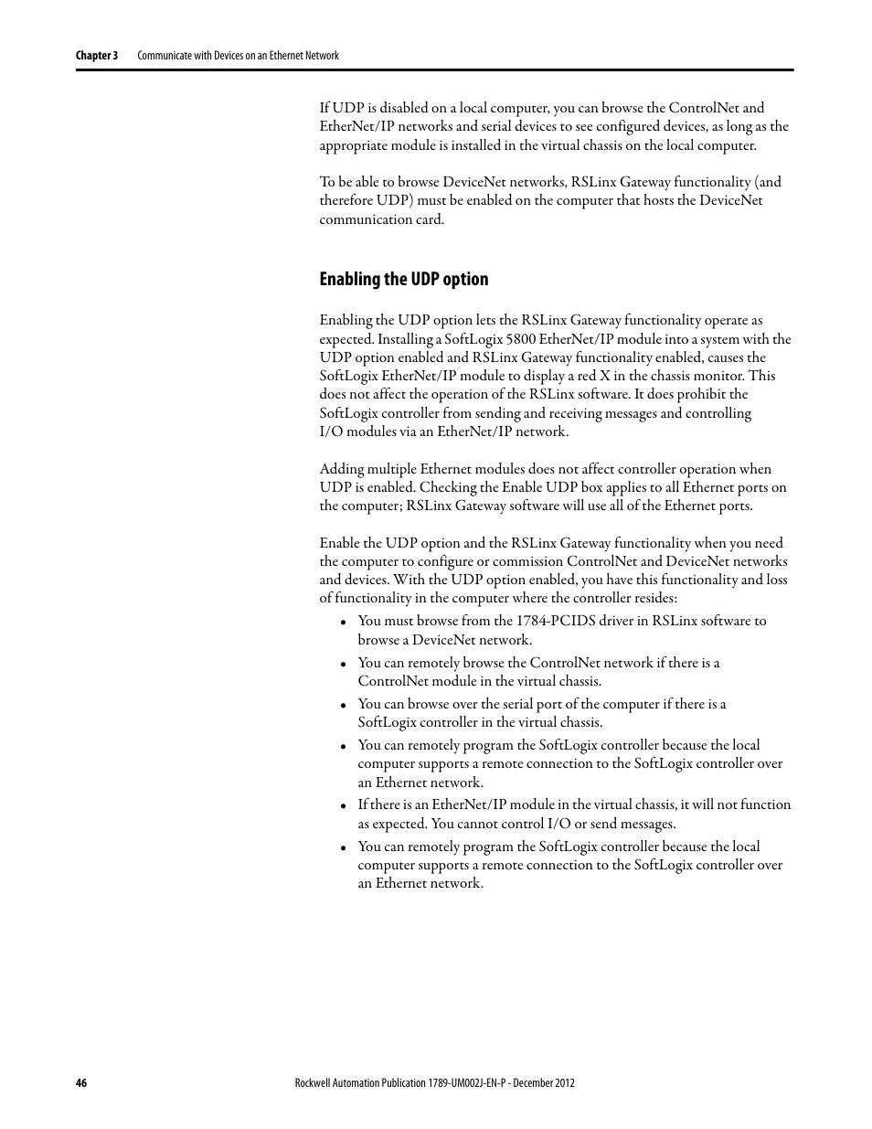 Enabling the udp option | Rockwell Automation 1789-L10_L30_L60 SoftLogix 5800 System User Manual User Manual | Page 46 / 268