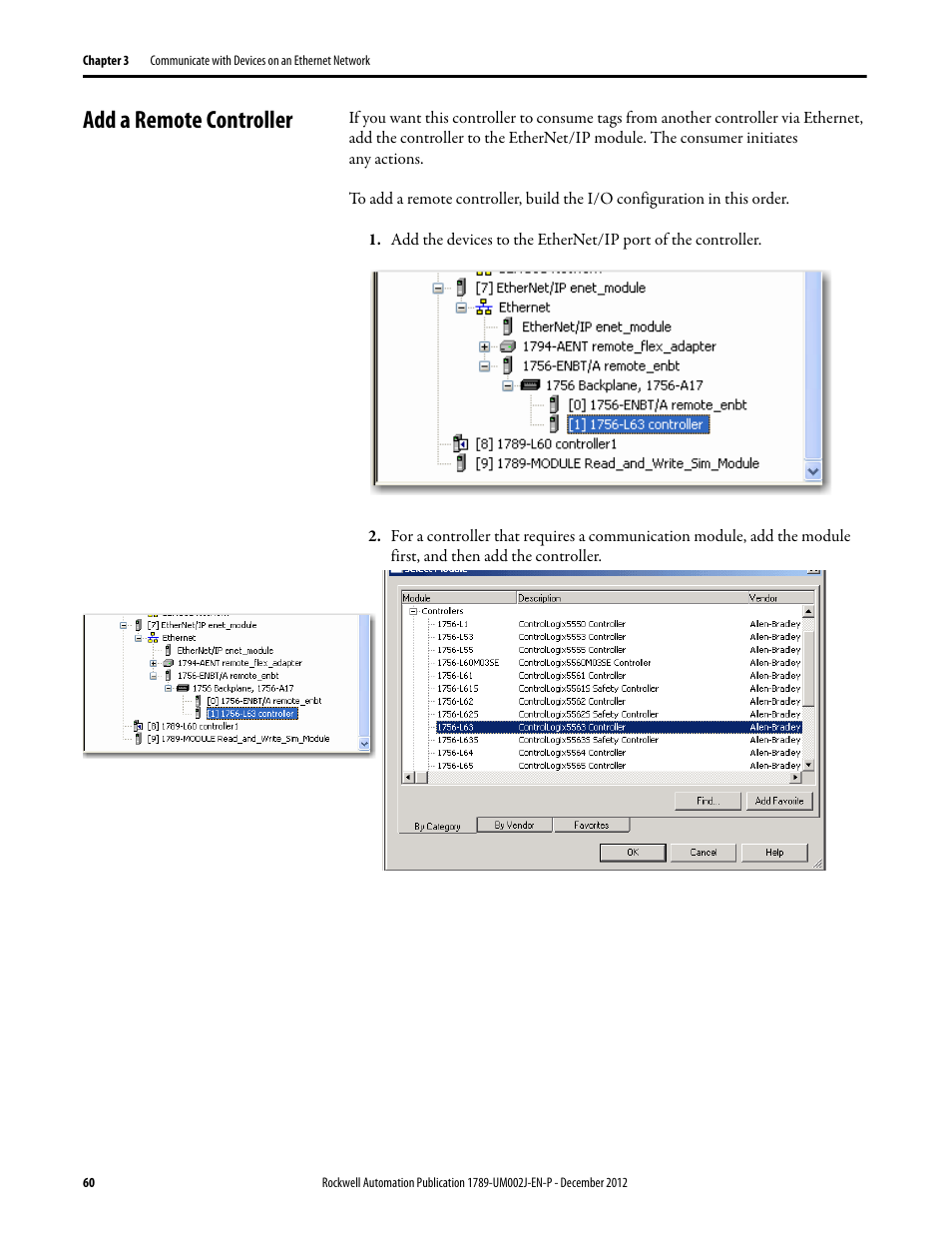 Add a remote controller | Rockwell Automation 1789-L10_L30_L60 SoftLogix 5800 System User Manual User Manual | Page 60 / 268