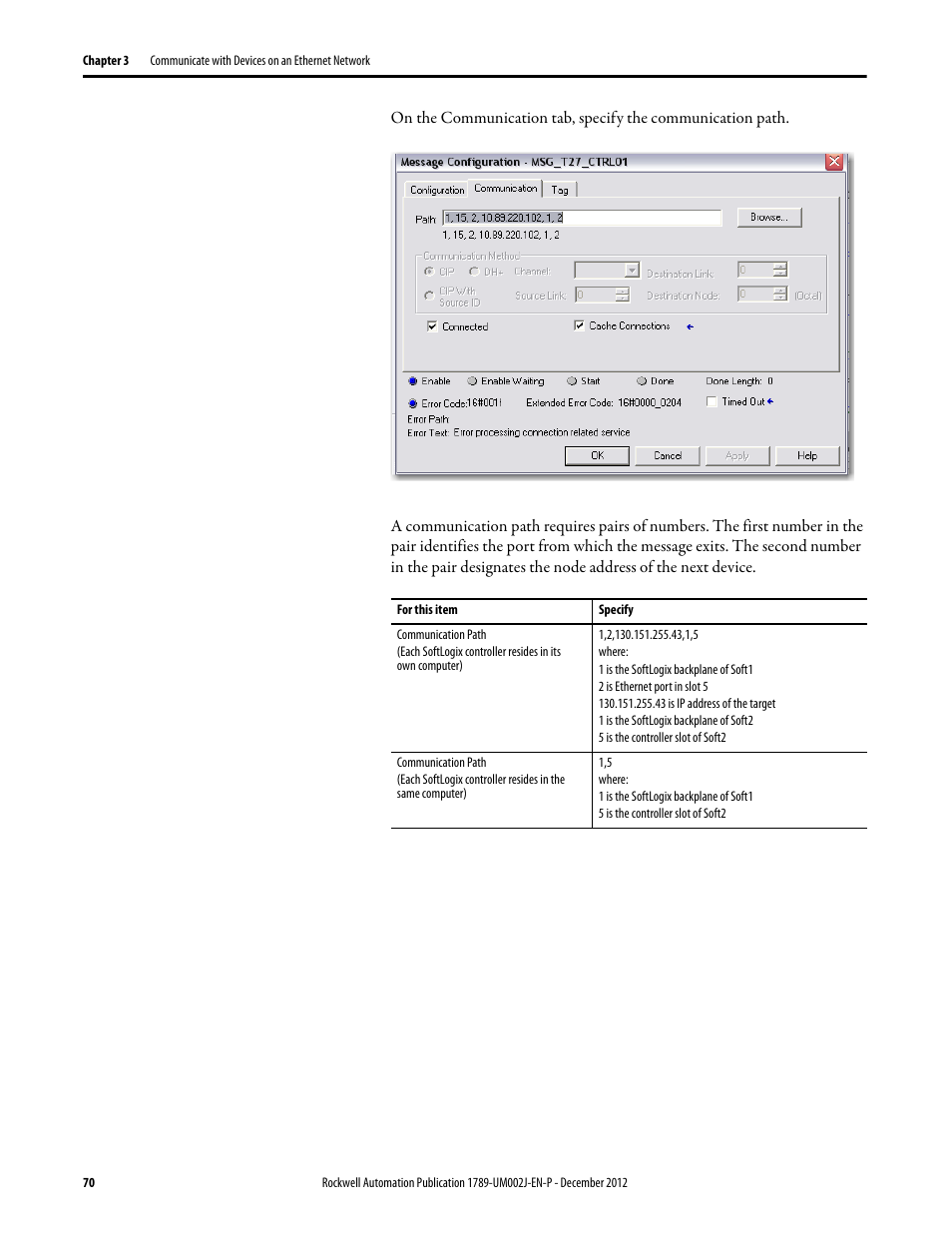 Rockwell Automation 1789-L10_L30_L60 SoftLogix 5800 System User Manual User Manual | Page 70 / 268